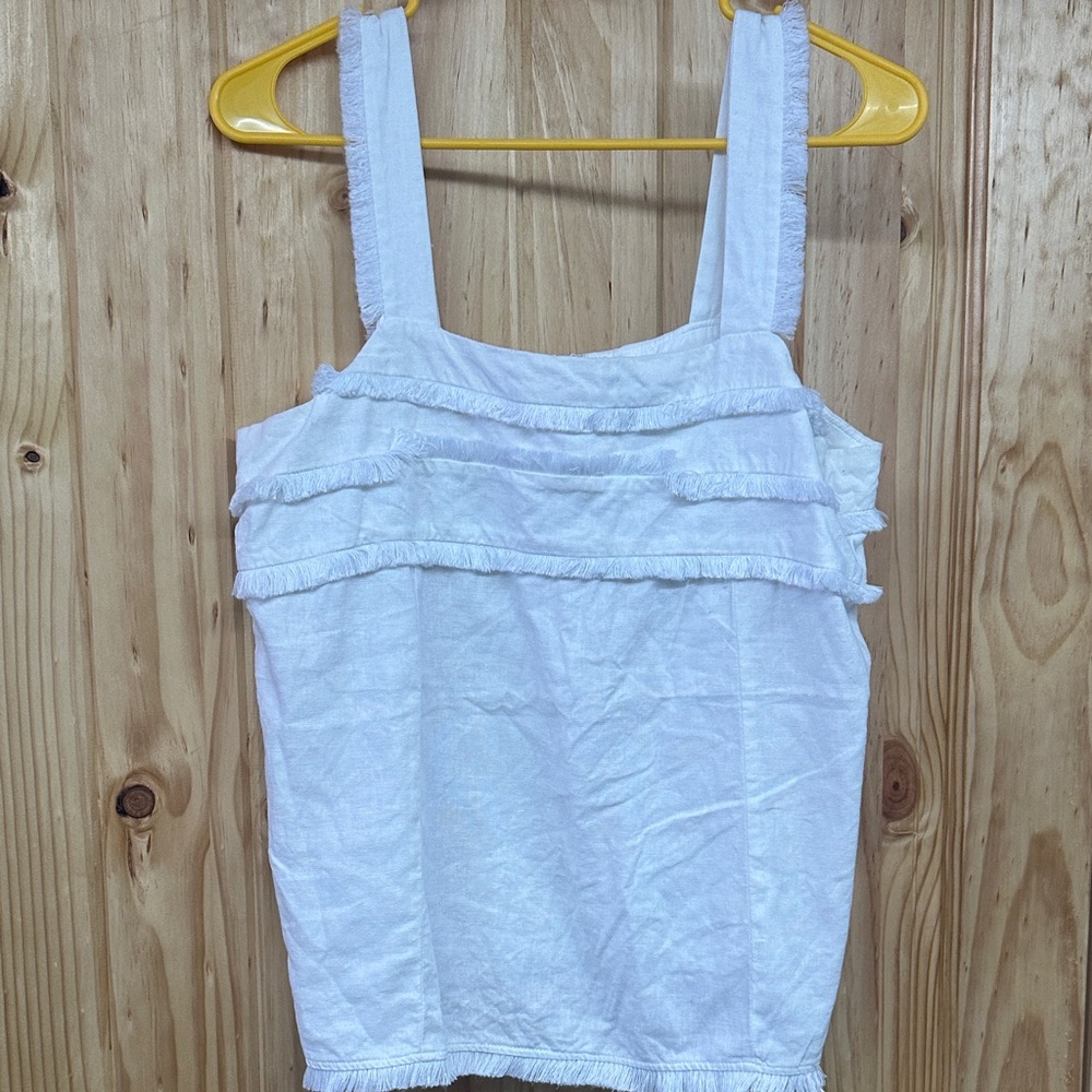 LOFT White Ruffle Tank Top